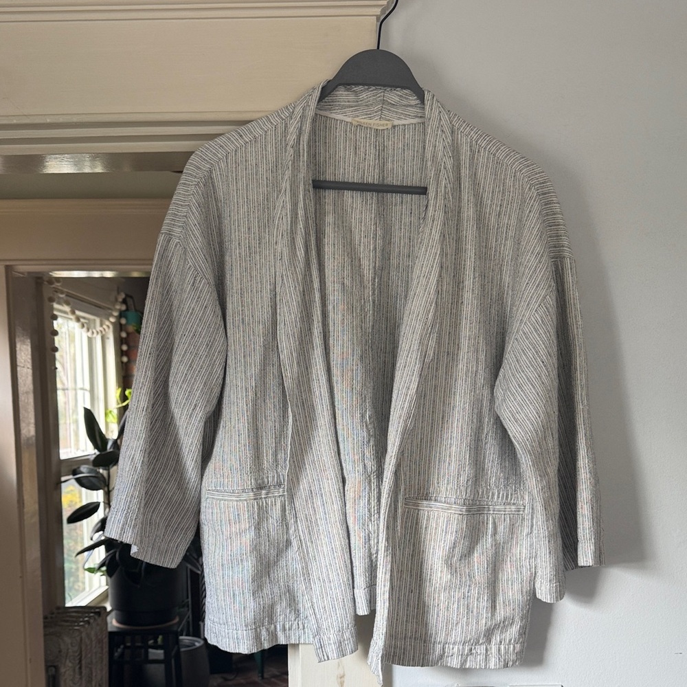 Eileen Fisher striped organic cotton/linen jacket